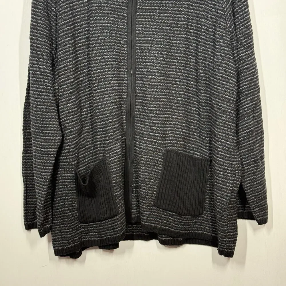 Karen‎ Scott Cardigan Sweater NWT Womens Size 3X Black Textured Full Zip Pockets